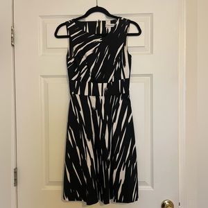 Calvin Klein Black & White Fit & Flare Dress